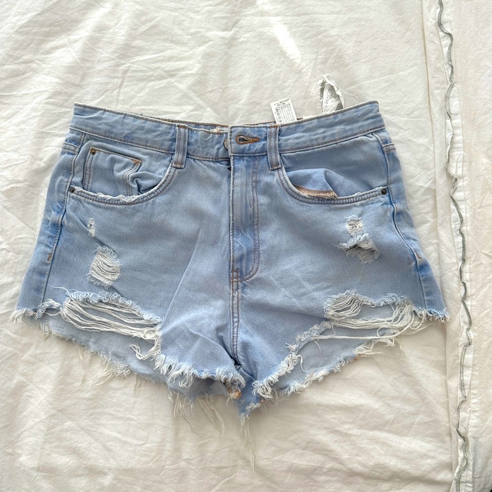 Zara TRF Denim Ripped Shorts